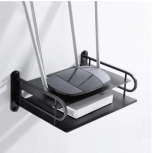 2 Layer New Metal Wifi Router Stand Double Layer Wall Mounted Home decorator - (Black)